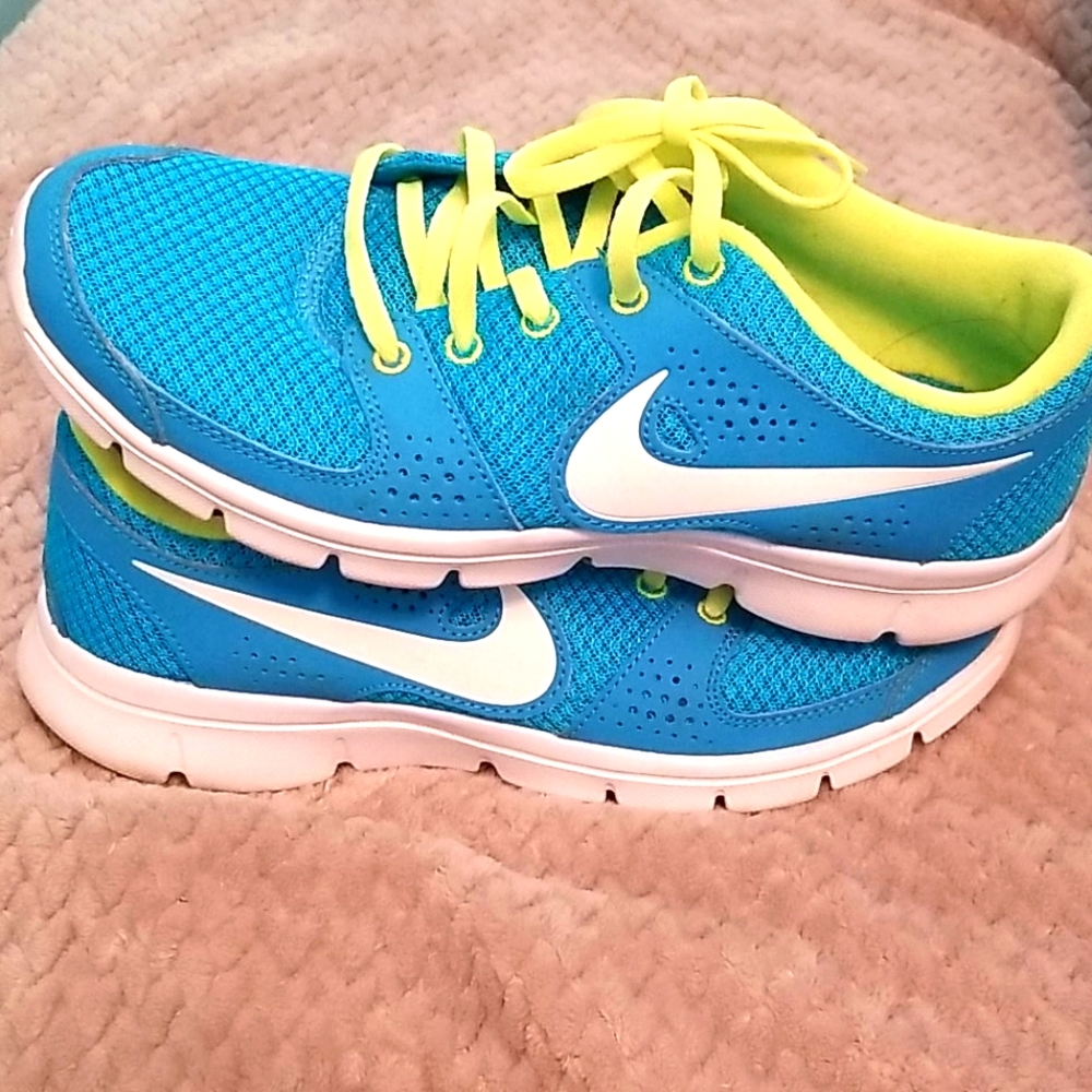 Nike Blue and Lime Green Running Shoes